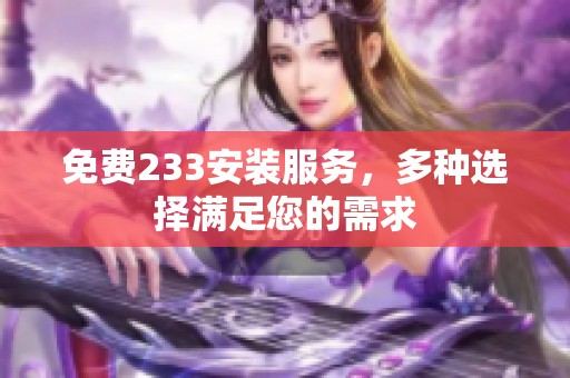 免费233安装服务，多种选择满足您的需求