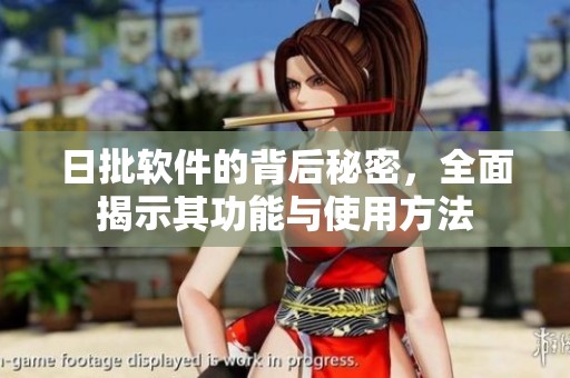 日批软件的背后秘密，全面揭示其功能与使用方法