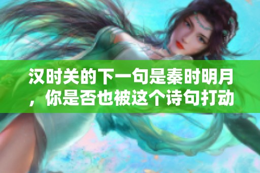 汉时关的下一句是秦时明月，你是否也被这个诗句打动了呢