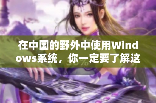 在中国的野外中使用Windows系统，你一定要了解这些知识与技巧