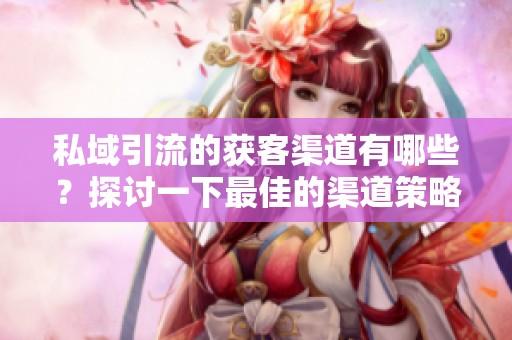 私域引流的获客渠道有哪些？探讨一下最佳的渠道策略与方法。