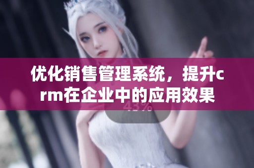 优化销售管理系统，提升crm在企业中的应用效果