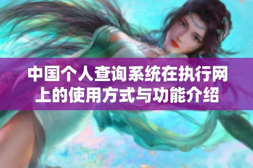 中国个人查询系统在执行网上的使用方式与功能介绍