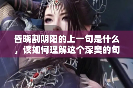昏晓割阴阳的上一句是什么，该如何理解这个深奥的句子？