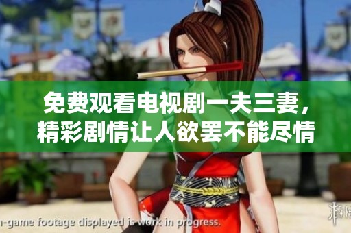 免费观看电视剧一夫三妻，精彩剧情让人欲罢不能尽情享受