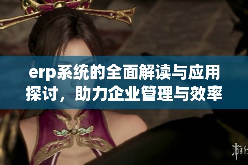erp系统的全面解读与应用探讨，助力企业管理与效率提升