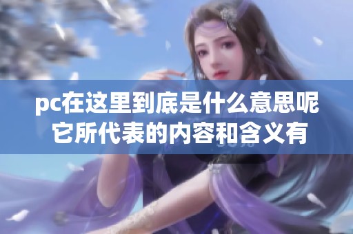 pc在这里到底是什么意思呢 它所代表的内容和含义有哪些呢