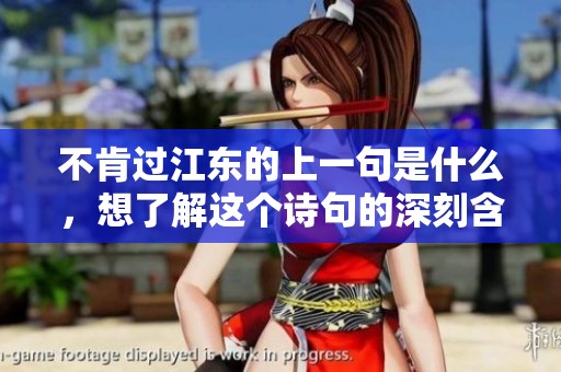 不肯过江东的上一句是什么，想了解这个诗句的深刻含义吗