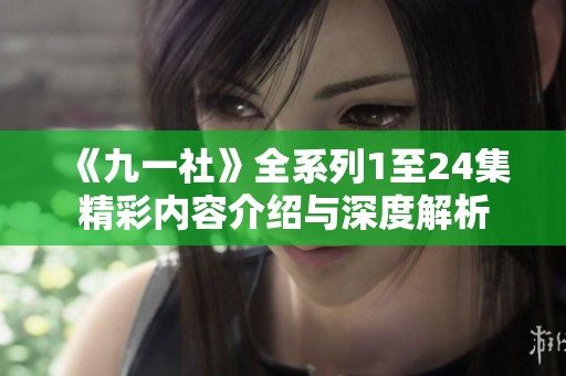 《九一社》全系列1至24集精彩内容介绍与深度解析