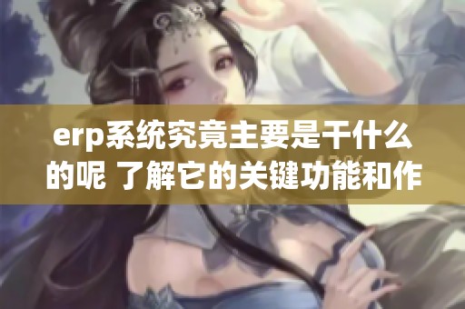 erp系统究竟主要是干什么的呢 了解它的关键功能和作用其实很重要