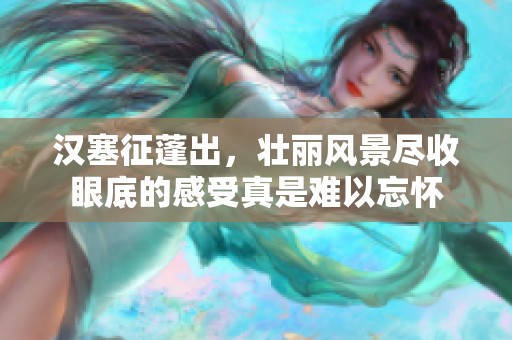 汉塞征蓬出，壮丽风景尽收眼底的感受真是难以忘怀